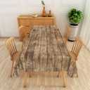 Brown Wood Grain Rectangle Tablecloth 70x120 Inch Rustic Natural Wooden Fabric Table Cloth Polyester Wrinkle and Oil Resistance Reusable Table Cover for Cottage Garden Theme Party Dining Decor