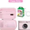 Canboc Carrying Case for Fujifilm Instax Mini EVO Instant Camera, Mesh Pocket fit Instax Mini Instant Film and Cable, Pink