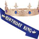 Birthday King Crown Sash Sets for Men Boys