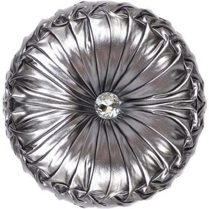European Round Throw Pillow, Soft Spandex Fabric Pumpkin Pleated Handmade Metallic Accent Insert Cushion, Diamond to Enhance for Sofa Bedroom livingroom Couch Cover Chair-Pewter