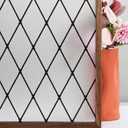 FEOMOS Window Privacy Film, Frosted Glass Window Film, Static Cling Window Tint for Home Dcor & Anti UV, Black Lattice Sun Blocking Window Covering 29.5x78.7inches