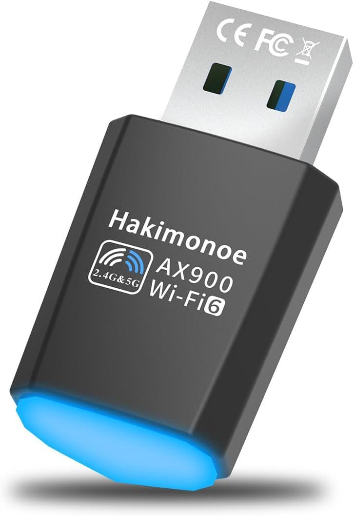 WiFi USB Adapter for PC Desktop, Latest Wi-Fi 6 AX900 Dual Band 600Mbps on 5G/286Mbps on 2.4G Wireless Network Dongle for Windows 11 10 7 Laptop Computer, Plug n Play w/Built-in Driver