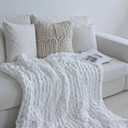 Maetoow Chenille Chunky Knit Blanket Throw 4050 Inch, Handmade Warm & Cozy Blanket Couch, Bed, Home Decor, Soft Breathable Fleece Banket, Christmas Thick and Giant Yarn Throws, White