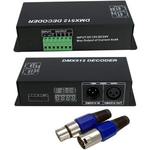 AKEPO LED DMX 4CH Digital Display Decoder, Dimming Driver LED DMX512 Decoder for RGBW Strip Light DC12-24V 4A/CH (4 Channel with Display)