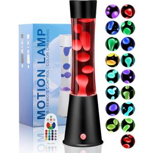15.5" Liquid Motion Lamp 17 Color Changing Night Light with Remote, Classic LED Table Lamps for Kids Adults, Relaxing Nightlight for Bedroom Office Home Christmas Decor, Black