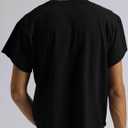 Men's Short Sleeve Round Neck T Shirts Boxy Raw Cut Tee Casual Basic Tops (Black, L)