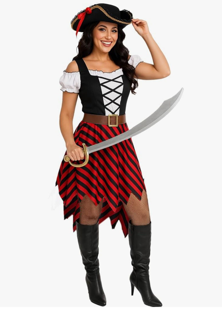 Morph Adult Pirate Costume for Women - Dress, Outfit, Female Wench, Halloween Costume Large