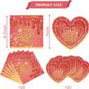 Valentine's Day Party Tableware, Heart Love Plates Napkins, Valentine's Wedding Memorial Day Party Decorations Supplies(DiamondRed)