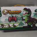 Remote Control Dinosaur Toy, Walking T-Rex with Lights and Sounds, Black and Green, RC Toy for Kids