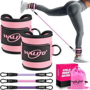WALITO Ankle Resistance Bands with Cuffs, Exercise Bands for Legs and Butt, Booty Workout Equipment for Kickbacks and Hip Fitness Training (Pink)