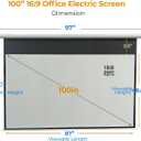 100 Inch Motorized Projector Screen - 16:9 HD Electric Movie Screen with Remote Control, Wall/Ceiling Mounted for Home Theater, Office, Wrinkle-Free Projection Screen for Indoor Use (White)