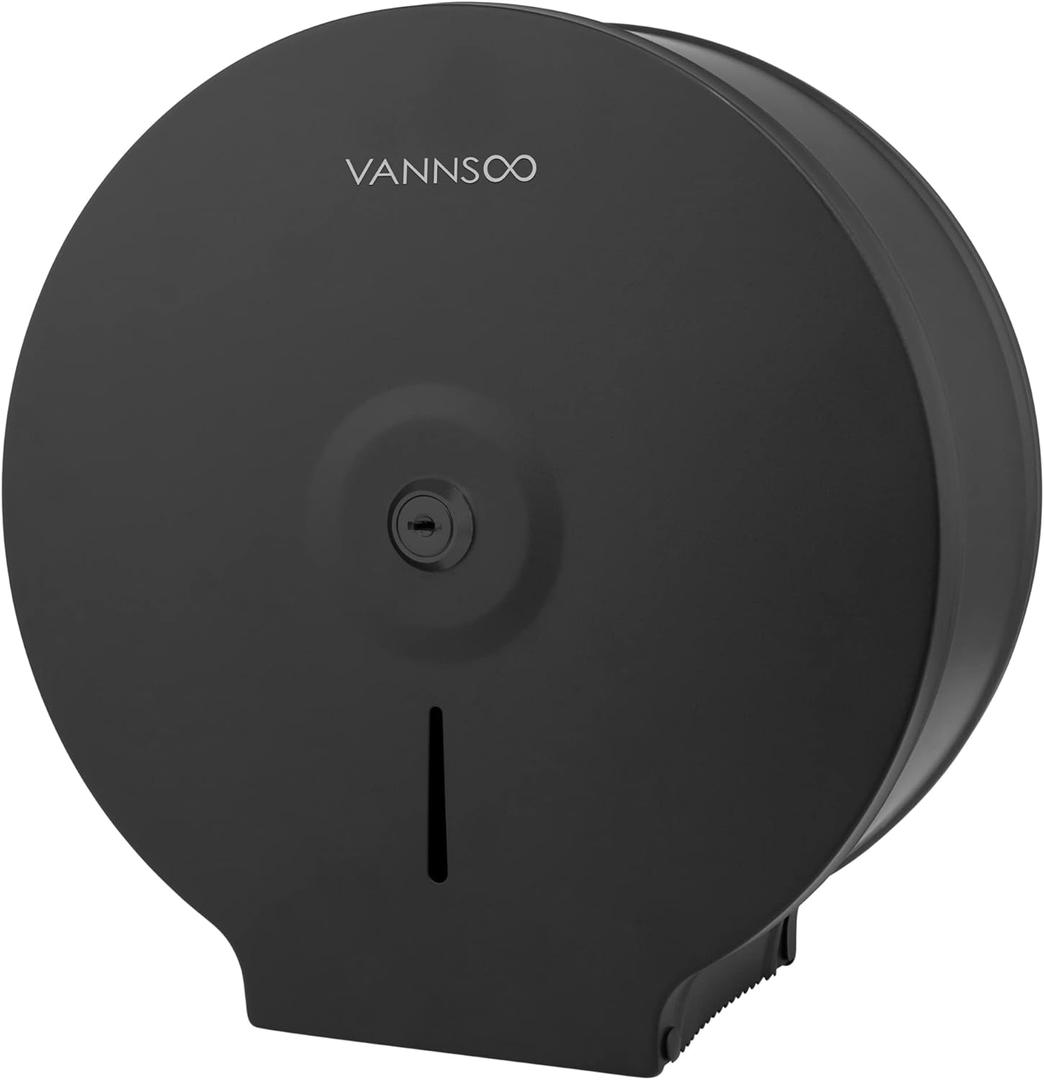 Commercial Jumbo Toilet Paper Dispenser, Wall Mount Stainless Steel 9 Inch Roll Toilet Paper Holder Bath Tissue Dispenser with Lock Key (Black)