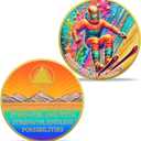Affirmation Skiing Sobriety Coin Strength in Clarity AA Medallion Colorful Recovery Chip for Sober Milestones Unique Sobriety Gift for Men & Women in Recovery