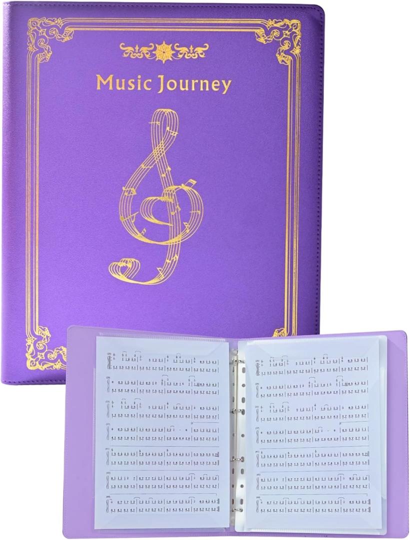 Sheet Music Folder, Choir Holder, Sheet Music Organizer, Sheet Music Binder, for Choir Singer, Stage Performance Letter Size Music Binder 40 Pages Capacity Writable Choir Folder (Purple)