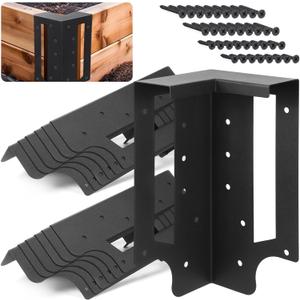 MorningRo 12 Pack Raised Garden Bed Corner Brackets with Securing Lip Fits Lumber up to 2" x 12" Metal Garden Corner Bracket for Wood Frame Bed 4.7" L x 2" W x 10.5" H