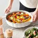 Samsle Ceramic Pie Pan For Baking,13Inch Round Baking Dish With Double Handle,Pie Plate With Ruffled Edge-Microwave, Dishwasher, and Oven Safe
