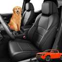Car Seat Covers for Toyota Tacoma 2024 2025 2026 Double Cab (Gas Only), Full Set All Weather Faux Leather Pickup Truck Accessories, Full Coverage Custom Seat Protectors for Tacoma SR SR5 TRD (Black)