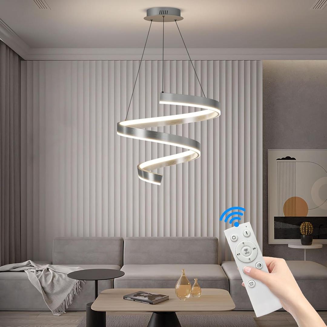 Modern Ceiling Pendant Light, with Remote Control Dimmable 3 Color Mode & Brightness (Warm & Cool & Neutral Light) Ceiling Chandelier, Acrylic Anti-Flicker Dining Light Fixture for Kitchen