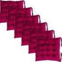 6 Pack Square Seat Cushion Chair Pads for Kitchen Dining Chairs, Soft Comfort Velvet Chair Mat Pillow Cushions with Ties for Office Desk Living Room Tatami 15.5", Burgundy Red