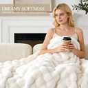 Luxury Fluffy Faux Fur Throw Blanket, Soft Plush Thick Minky Bubble Blanket for Couch Sofa Bedroom Living Room, Perfect Home Decor Gift for Women,60 * 80 in,White