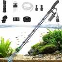 15W Electric Aquarium Vacuum Gravel Cleaner - Strong Suction, Automatic Water Change, Algae Remover, Sand Wash, Water Shower, Water Circulation & Timed Off (15W)