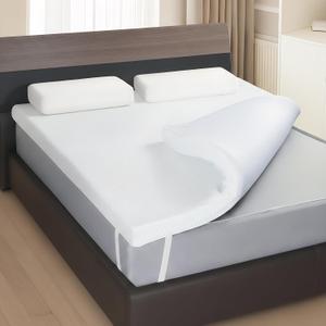 Fvkind Full Size 3 Inch Gel Memory Foam Mattress Topper, Pressure-Relieving Cooling Mattress Topper for Better Sleep, High Density Foam with Removable Cover for Dorm and Bedroom