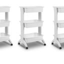 Sterilite 3 Tier Utility Cart Portable Storage Open Bin Organizer with 360 Degree Smooth Rolling Caster Wheels, Supports 10 lb Per Tier, White,1 pack