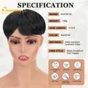 QUEENTAS Black Short Hair Toppers for Women with Thinning Hair 3603D Cover with 3 Clips Hair Pieces Wispy Bangs 5.5"*5.5" Large Coverage(Natural Black/1B)