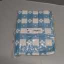 Rectangle Vinyl Table Cloth, Waterproof Elastic Fitted Tablecloth with Flannel Backing, Plastic Table Cover for Picnic, Camping, Outdoor (White & Aqua, 30"x72")