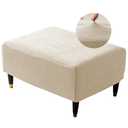 KaviKon Stretch Ottoman Cover Rectangle, Jacquard Foot Stool Slip Cover, Storage Footstool Furniture Protector with Elastic Band,Footrest Slipcovers Removable Washable(Small,Slanted Rib White)