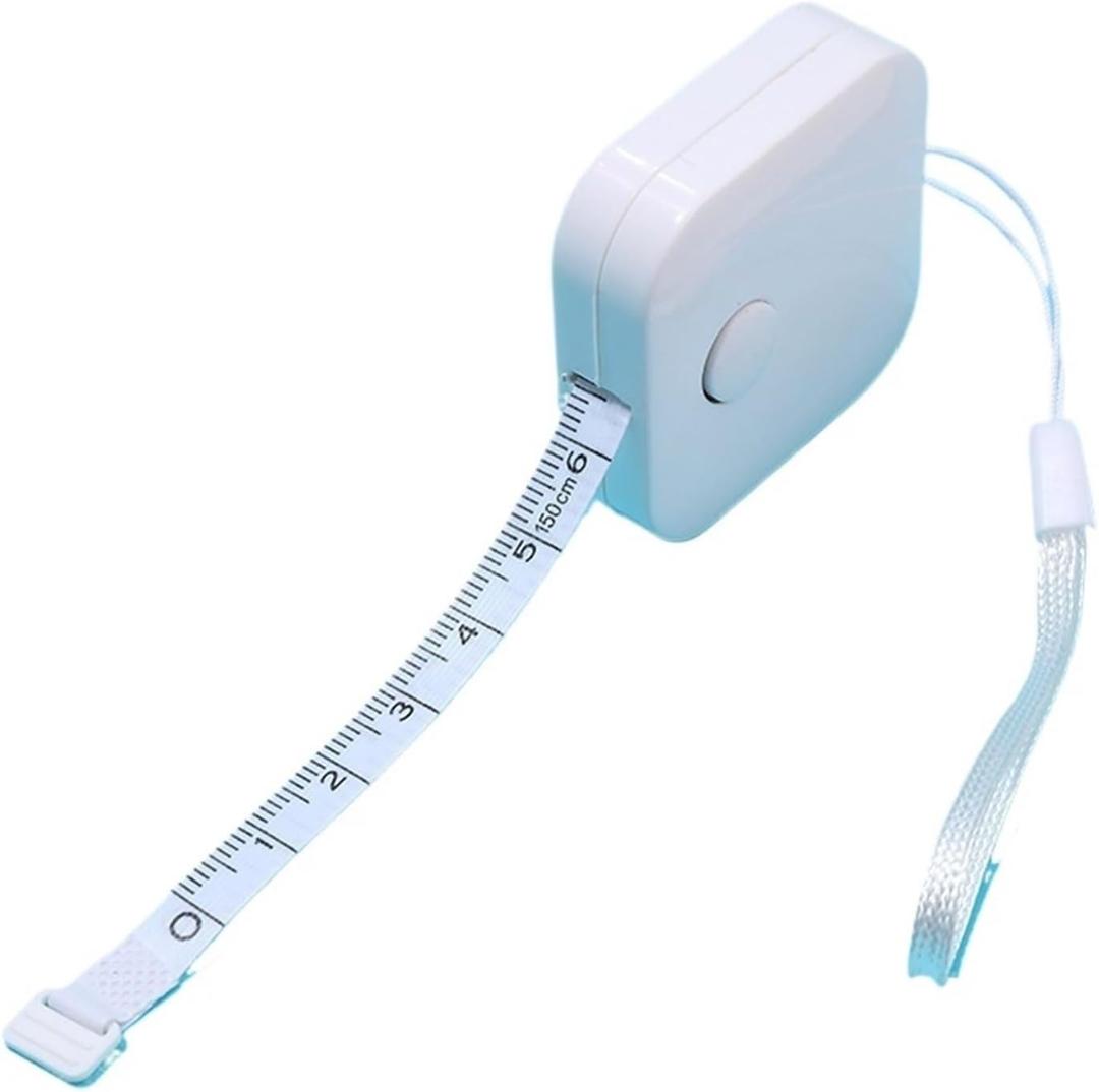 Soft Tape Measure 1.5M Square Three Circumference Measuring Ruler Self Retracting Tape(White)