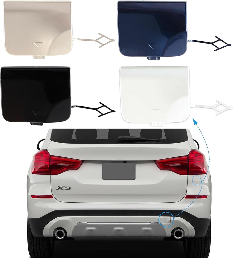 Rear Bumper Tow Hook Cover Towing Eye Cap for BMW X3 G01 G08 2018 2019 2020 51127498525 (Black, Right Passenger Side)