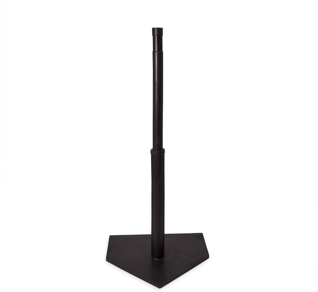 Champion Sports Deluxe Batting Tee Mounted on Official Home Plate, Adjustable Telescopic Molded Rubber Tee, Multiple Style Options Singles 