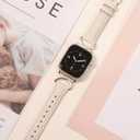 Minyee Leather Bands Compatible with Apple Watch Band 38/40/41/42/44/45/46/49mm Women, Slim Thin Dressy Designer Strap with C-Shape Metal Buckle for iWatch Series 11 10 9 8 7 6 5 4 SE/Ultra 3 2 1