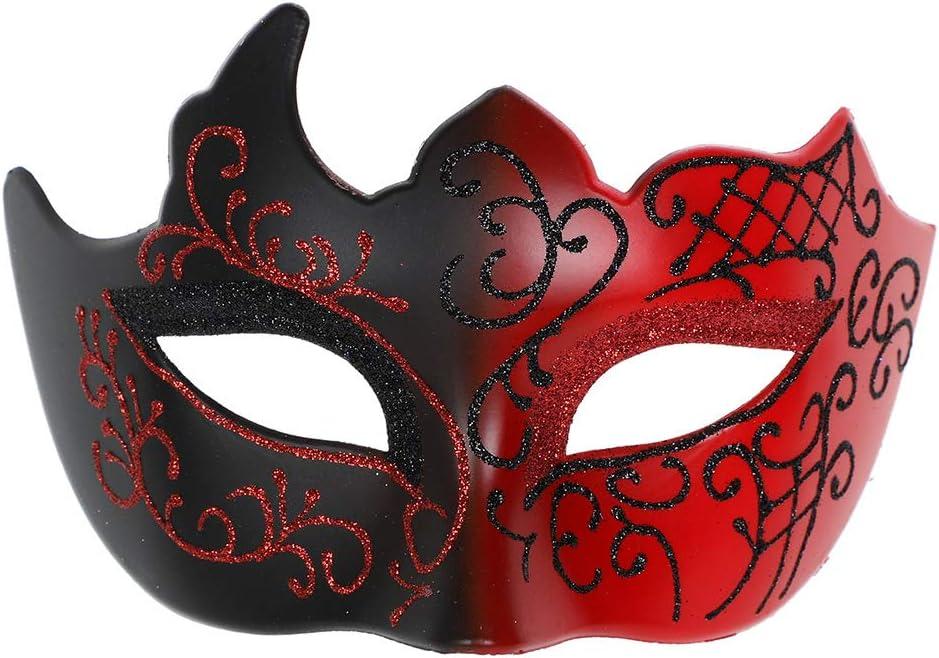 Masquerade Mask for Men Vintage Venetian Mardi Gras Halloween Christmas Party Masks (Red)