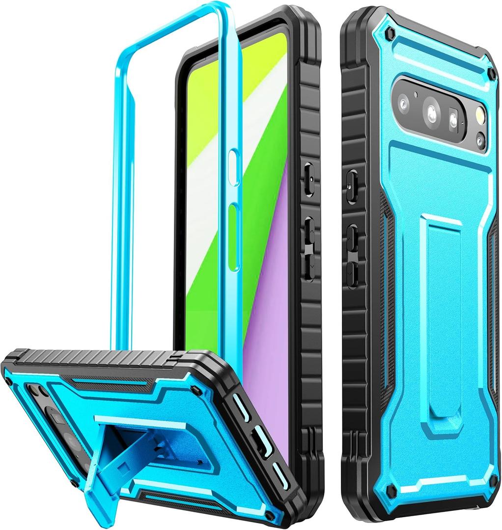 FITO for Google Pixel 8 Pro Case, Dual Layer Shockproof Heavy Duty Phone Case Built-in Kickstand for Google Pixel 8 Pro Phone (Blue)