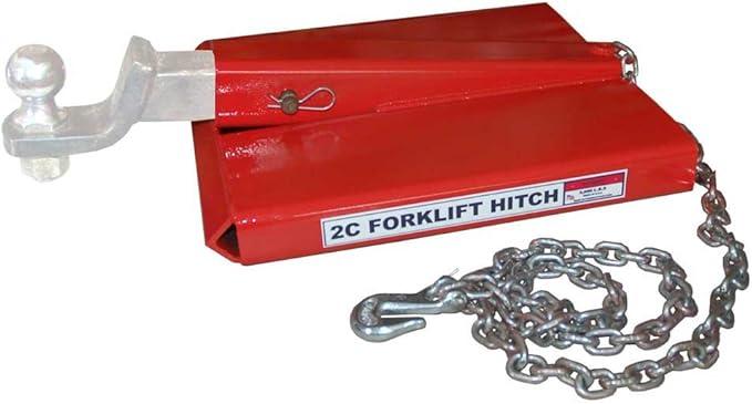 Forklift Hitch Receiver, Forklift Trailer Hitch Attachment 2" Receiver Trailer Towing Adapter with Chain, Red, 1 Pack