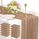 12 Pack 10FT Pearl Table Runner 30x120 Inch Nude Brown Tulle Fabric Boho Rustic Sheer Table Runners Lace Table Cloth for Wedding Bridal Shower Birthday Party Arch Veil Dessert Table Decor (Nude Brown)