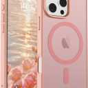 SUPFINE Magnetic for iPhone 16 Pro Case (Compatible with MagSafe) (Military Grade Drop Protection) Slim Translucent Matte Shockproof with Anti-Fingerprint Phone Case,Pink