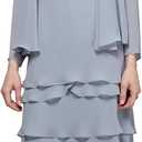 S.L. Fashions Women's Mother of The Bride Tiered Jacket Dress with Shoulder Embellishment (8, Concrete)