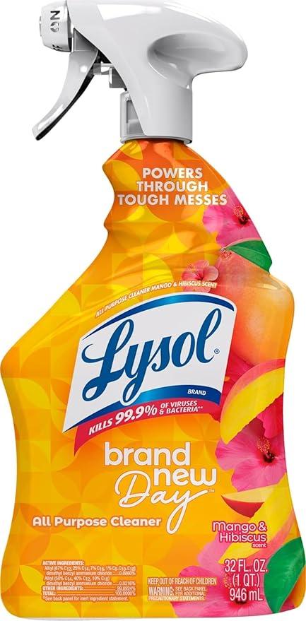 Lysol All Purpose Cleaner Spray, Multi-Purpose Disinfecting Spray, Kitchen & Bathroom Cleaner, Mango & Hibiscus Scent, 32 Fl Oz