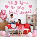 Valentines Day Proposals Decorations Set Include Will You Be My Girlfriend Banner 6 Pcs Heart Foil Balloons and 1000 Pcs Artificial Rose Petals 20 Love Balloon For Engagements(Pink)