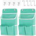 Hanging Basket for Organizing, Wall Organizer with Pockets and Over The Door Organizer Can for Home, Closet, Office and Camper (2 Green)