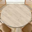 Round Fitted Table Cover with Elastic Edge Design Table Cloth Waterproof Stain-Resistant Wipeable Outdoor Tablecloths Fits 42"-46" Round Tables for Camping, Picnic, Dining, Indoor (Wood Grain)