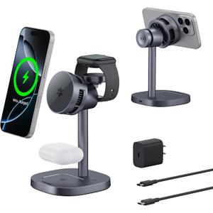 2025 New TRIBONE 3 in 1 Magsafe Wireless Charger Stand for iPhone 16 Charger, Qi2 Certified 15W Wireless Charger, Fast Cooling Charger Station for iPhone 16/15/14/13/12, for Apple Watch, AirPods