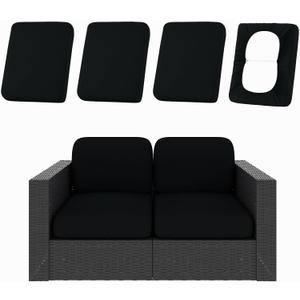 hyha 4Pcs Patio Cushion Covers, Stretch Outdoor Couch Cushion Covers Replacement, Washable Outdoor Chair/Sofa Slipcovers for Patio Furniture Cushions Protector with Elastic Bottom(Black,Cover Only)