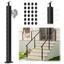 42" Stair Cable Railing Post, 33 Drilled Stair Post Fit for 28-38 Degrees Stairway, Adjustable Top Wire Railing Post for Staircase, Black T304 Stainless Steel Rail Post for Deck Railing System