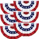 6 Pack 1.5x3 FT USA Pleated Fan Flag, American Bunting Flag Patriotic Half Fan Banner 4th of July Decorations Outdoor Memorial Day Decor Fourth July Independence Day Outside Red White and Blue Decor