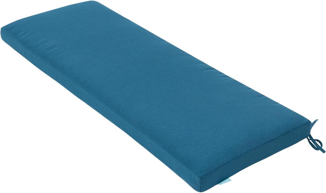 QILLOWAY Indoor/Outdoor Bench Cushion, Thick Upholstery Foam Couch Swing Pads with Ties,48-Inches,Peacock Blue.
