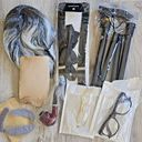 OLD MAN Costume For Kids 100 Days of School, Halloween, Theater, Cosplay 9pc 3+